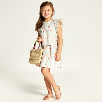 Juniors Floral Print Top and Skirt Set