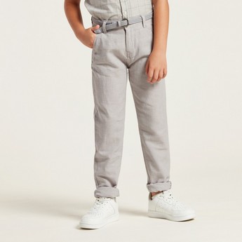 Juniors Solid Pants with Belt and Pockets