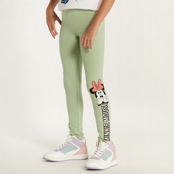 Minnie Mouse Print Leggings with Elasticated Waistband