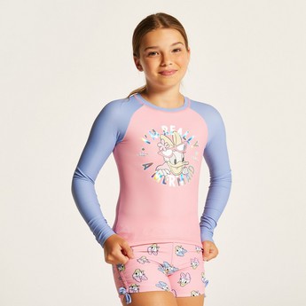 Disney Daffy Duck Print Rash Guard and Swim Shorts Set