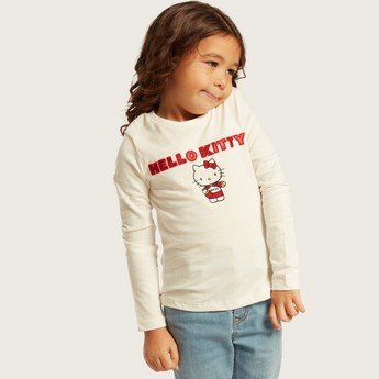 Sanrio Hello Kitty Print T-shirt with Long Sleeves