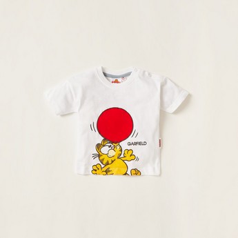 Garfield Print Crew Neck T-shirt and Joggers Set