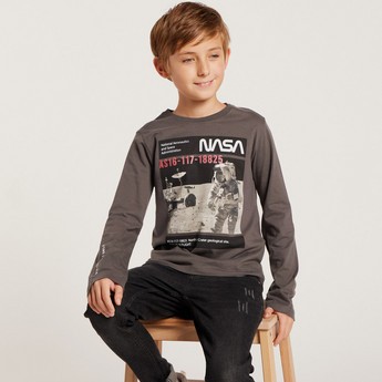 NASA Print T-shirt with Long Sleeves