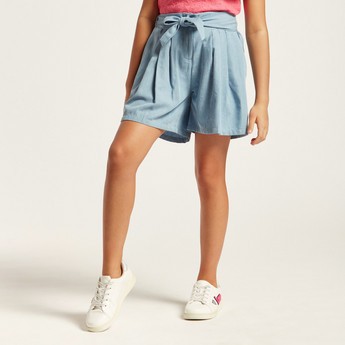 Barbie Print Belted Shorts with Pockets