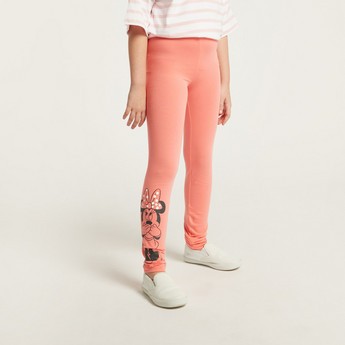 Disney Minnie Mouse Print Leggings with Elasticated Waistband