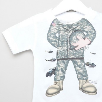 Just Add A Kids Army Boy Print T-shirt with Round Neck