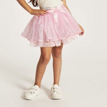 Charmz Bow Accented Tulle Skirt with Headband