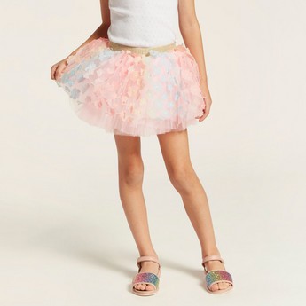 Charmz Floral Applique Tutu Skirt with Elasticated Waistband