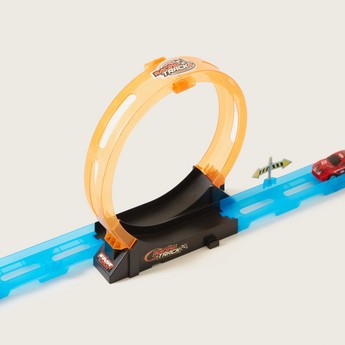 Juniors Super Racer Track Playset with 1 Pull Back Car