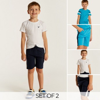 Juniors Printed Round Neck T-shirt and Shorts - Set of 2