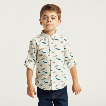 Juniors All-Over Printed Shirt with Long Sleeves