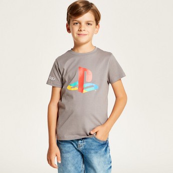 PlayStation Printed Crew Neck T-shirt with Short Sleeves