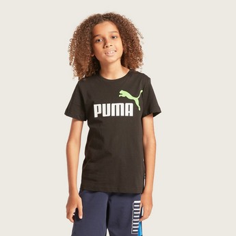 PUMA Logo Print T-shirt with Short Sleeves