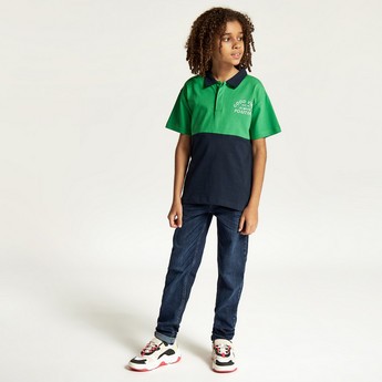 Juniors Colourblock Polo T-shirt with Short Sleeves