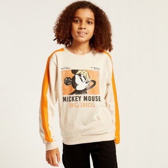 Disney Mickey Mouse Print Sweatshirt with Long Sleeves