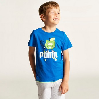 PUMA Graphic Print T-shirt with Crew Neck and Short Sleeves