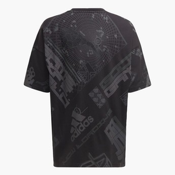 adidas Printed Crew Neck T-shirt with Short Sleeves