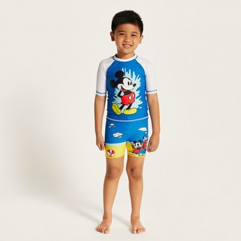 Disney Mickey Mouse Print 2-Piece Rash Guard Set