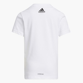 adidas Graphic Print Crew Neck T-shirt with Short Sleeves