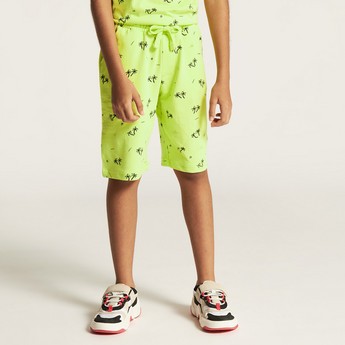 Juniors Printed Shorts with Drawstring Closure and Pockets