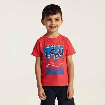 Lee Cooper Printed T-shirt with Crew Neck and Short Sleeves