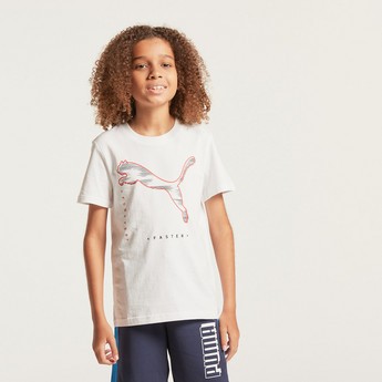 PUMA Graphic Print T-shirt with Short Sleeves