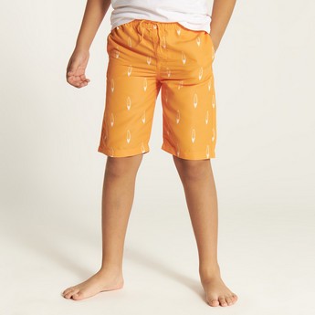 Juniors All Over Print Swimshorts with Drawstring Closure and Pockets