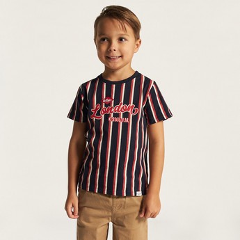 Lee Cooper Striped T-shirt with Crew Neck and Short Sleeves