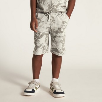 Juniors Printed Shorts with Drawstring Closure and Pockets