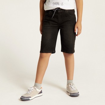 Juniors Denim Shorts with Pocket Detail and Drawstring Closure