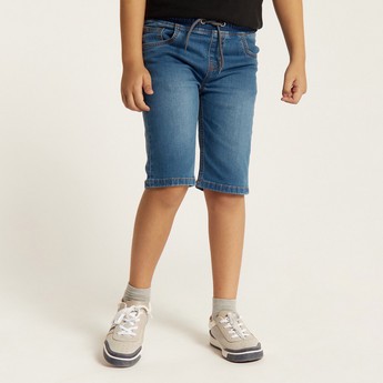 Juniors Denim Shorts with Pocket Detail and Drawstring Closure