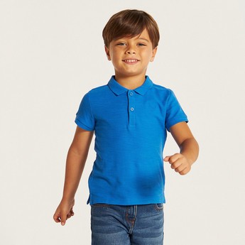 Juniors Solid Polo T-shirt with Short Sleeves