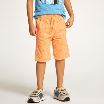 Juniors Printed Shorts with Drawstring Closure and Pockets