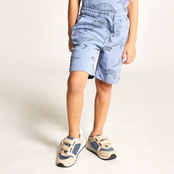 Juniors Dinosaur Print Shorts with Drawstring Closure and Pockets