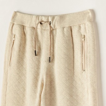 Textured Pants with Drawstring Closure and Pockets