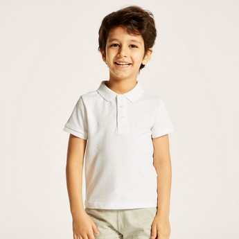 Juniors Solid Polo T-shirt with Short Sleeves