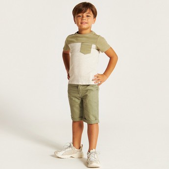 Eligo Panelled Crew Neck T-shirt and Shorts Set