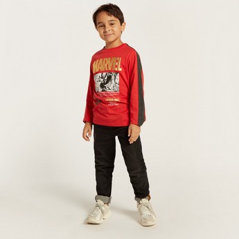 Spider-Man Print T-shirt with Long Sleeves