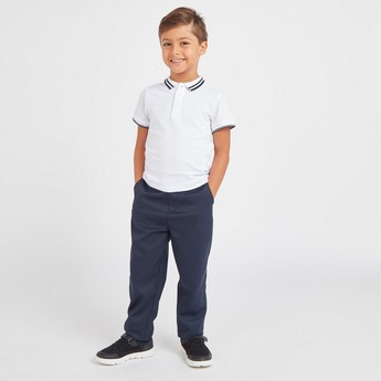 Juniors Solid Polo T-shirt with Short Sleeves