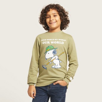 Snoopy Print Pullover with Long Sleeves