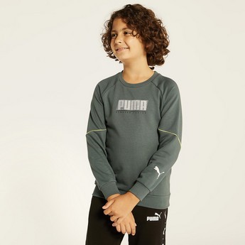 PUMA Logo Print Sweatshirt with Round Neck and Long Sleeves