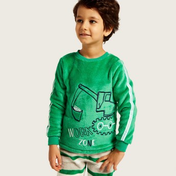 Juniors Graphic Print T-shirt and Striped Pyjamas Set