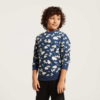 All-Over Snoopy Printed Pullover with Long Sleeves