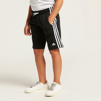 adidas Solid Shorts with Tape and Pocket Detail