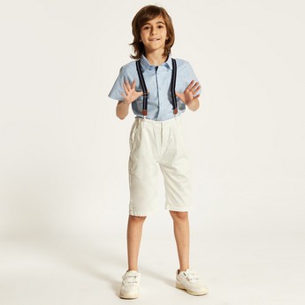 Juniors Solid Shorts with Suspenders and Pockets