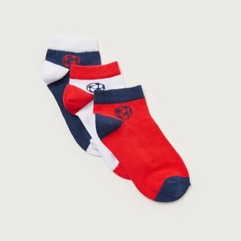 Juniors Football Themed Ankle Length Socks - Set of 3