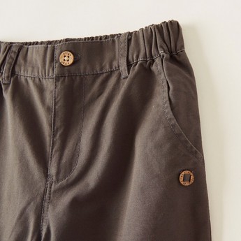 Solid Pants with Semi-Elasticated Waistband and Pockets