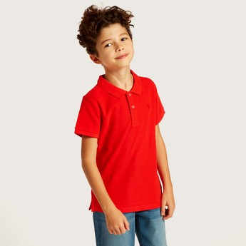 Juniors Solid Polo T-shirt with Short Sleeves