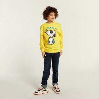 Snoopy Print Pullover with Long Sleeves