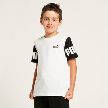 PUMA Colourblock Printed T-shirt with Short Sleeves